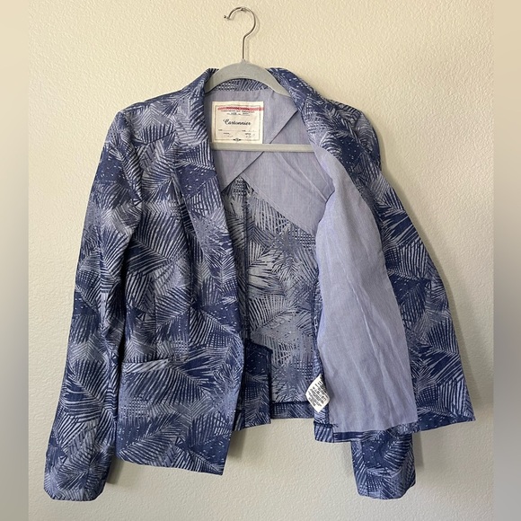 Anthropologie Cartonnier Navy Fern Brocade Smart Suit Jacket Womens Size 10 - Picture 4 of 15